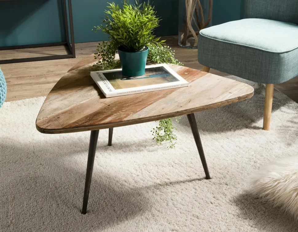 Table d'appoint triangulaire teck recyclé GM SWING