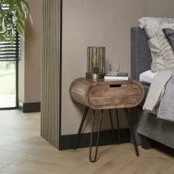 Table de chevet en bois forme oblongue NIAGARA
