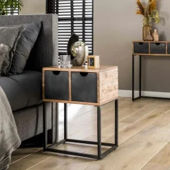 Table de chevet industrielle tiroirs métal BUNBURY