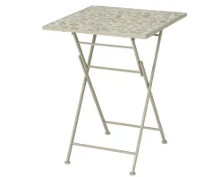 Table de jardin carrée 58 cm gris/beige décor mosaïque galets GRENADE