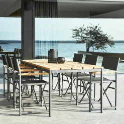 Table de jardin en aluminium gris ardoise et teck 238 cm OSLO