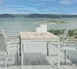 Table de jardin en aluminium gris ardoise et teck 238 cm OSLO
