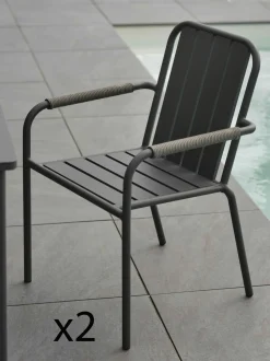 Table de jardin en aluminium gris ardoise et teck 238 cm OSLO