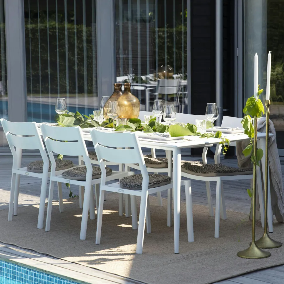 Table de jardin en aluminium finition blanc 200 cm STOCKHOLM