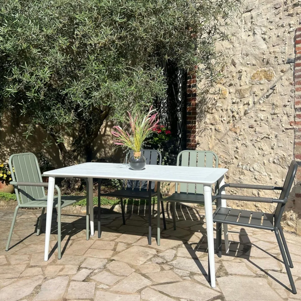 Table de jardin en aluminium finition gris sable 140 cm STOCKHOLM