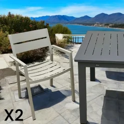 Table de jardin en aluminium finition gris sable 140 cm STOCKHOLM