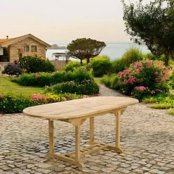 Table de jardin en teck brut ovale extensible 120/180x90x75cm SUMMER