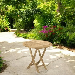 Table de jardin en Teck brut ronde pliante 80cm SUMMER