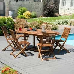 Table de jardin en teck huilé ovale extensible 120/180x90x75 MACAO