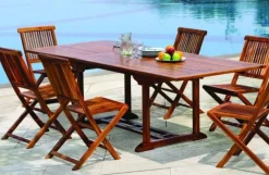 Table de jardin en teck huilé rectangle extensible 180/240x100x75 MACAO