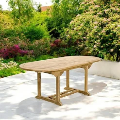 Table de jardin en Teck ovale extensible 150/200X90cm SUMMER