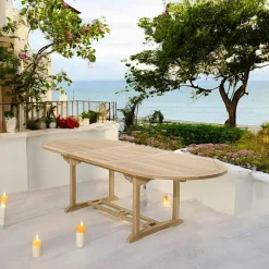 Table de jardin en Teck ovale extensible 180/240x100cm SUMMER