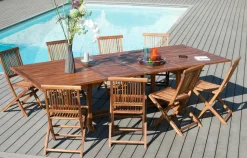 Table de jardin extensible en Teck huilé massif 200/300x120x75cm MACAO