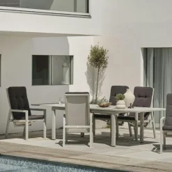 Table de jardin extensible en aluminium gris sable 194/314 cm OSLO