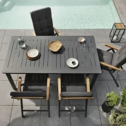 Table de jardin extensible en aluminium gris sable 194/314 cm OSLO