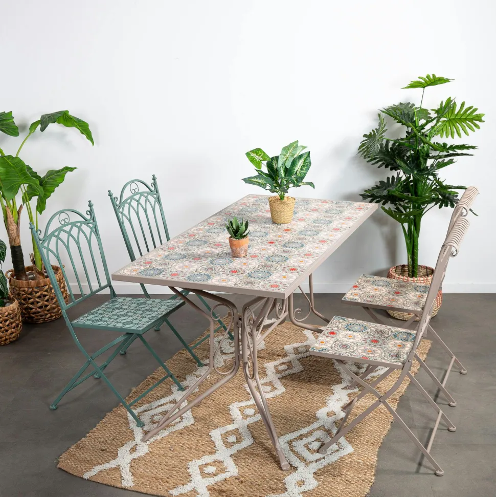 Table de jardin motif rosace 140 cm GRENADE