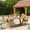 Table de jardin pieds en V teck recyclé naturel 220 cm MANY