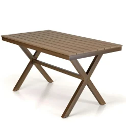 Table de jardin rectangulaire 140 cm couleur bois ajouré GIJON