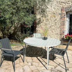 Table de jardin ronde en aluminium gris poudré Ø 130 cm STOCKHOLM