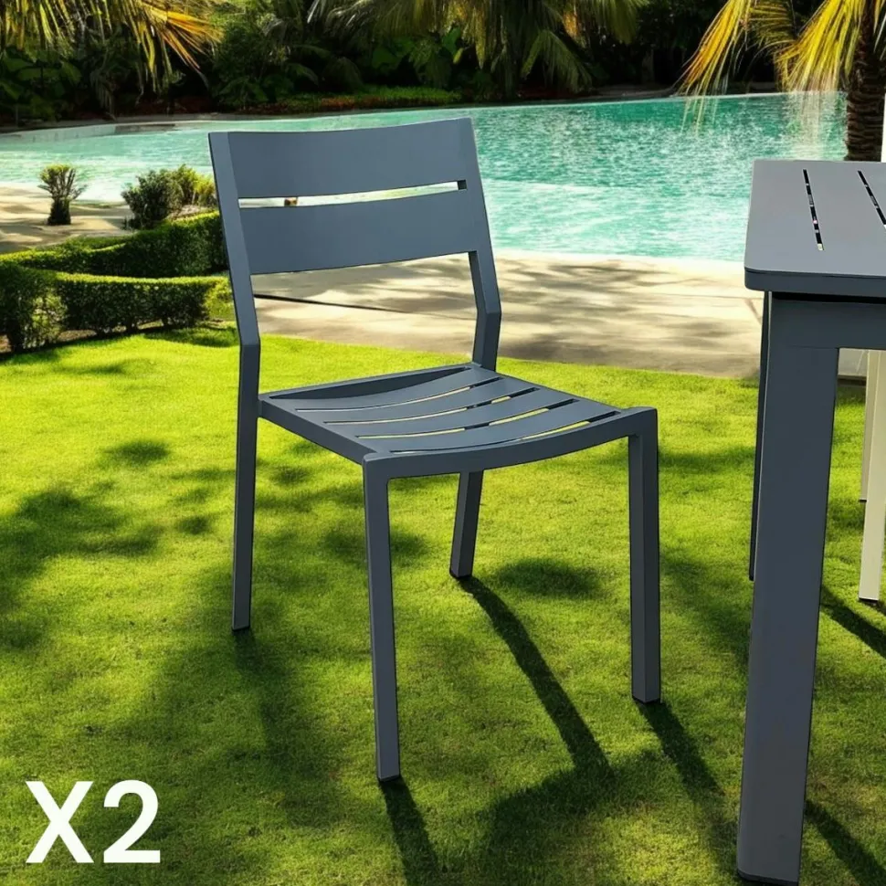 Table de jardin ronde en aluminium gris poudré Ø 130 cm STOCKHOLM