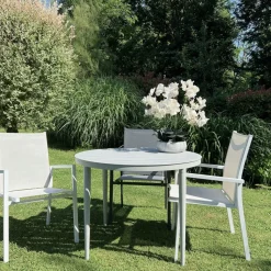 Table de jardin ronde en aluminium gris poudré Ø 100 cm STOCKHOLM