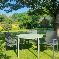 Table de jardin ronde en aluminium gris poudré Ø 100 cm STOCKHOLM