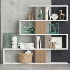 Table de nuit avec rangement effet chêne - 1 porte 1 niche JENA