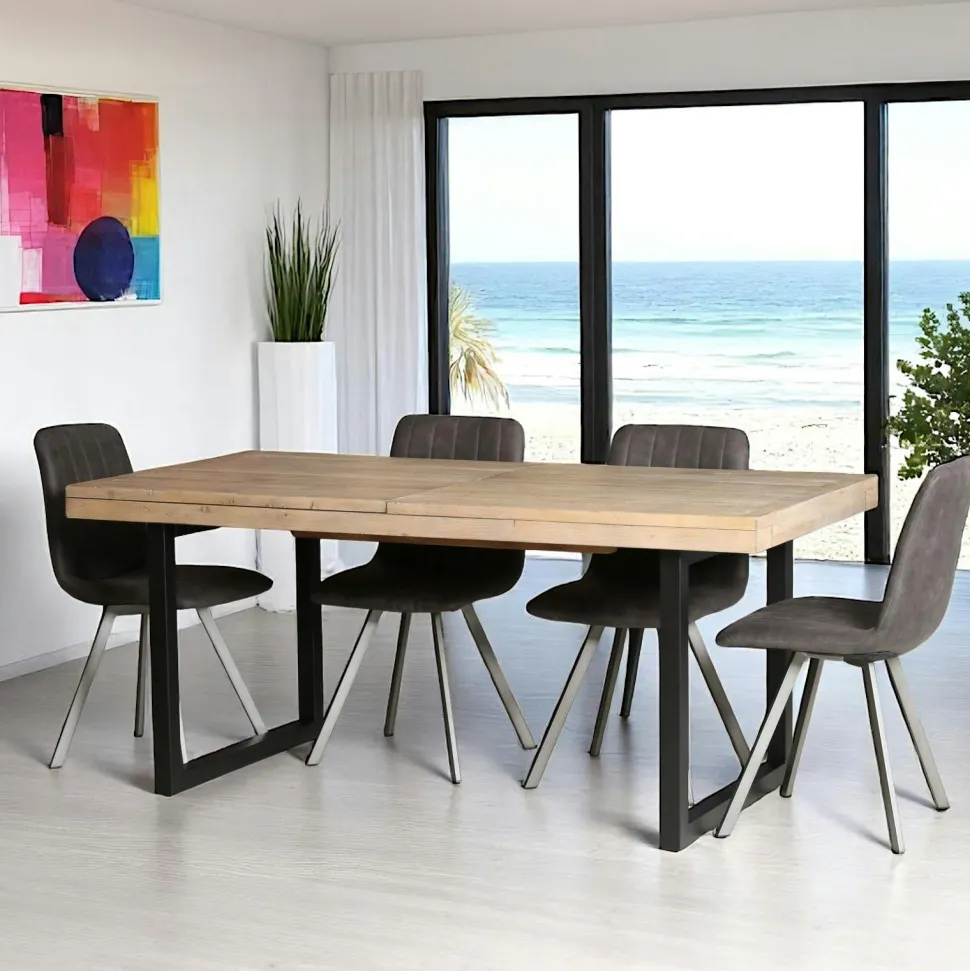 Table de nuit avec rangement effet chêne - pieds noirs JENA