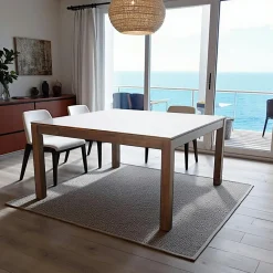 Table de repas carrée Hévéa 150x150x76cm HELENA