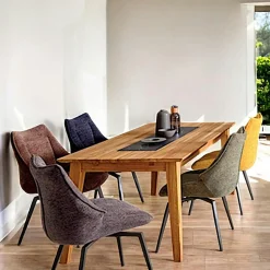 Table de repas extensible chêne blanc décor graphique ESSEN