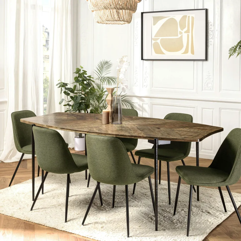 Table de repas forme oblongue bois recyclé chevrons 200 cm KORKAI
