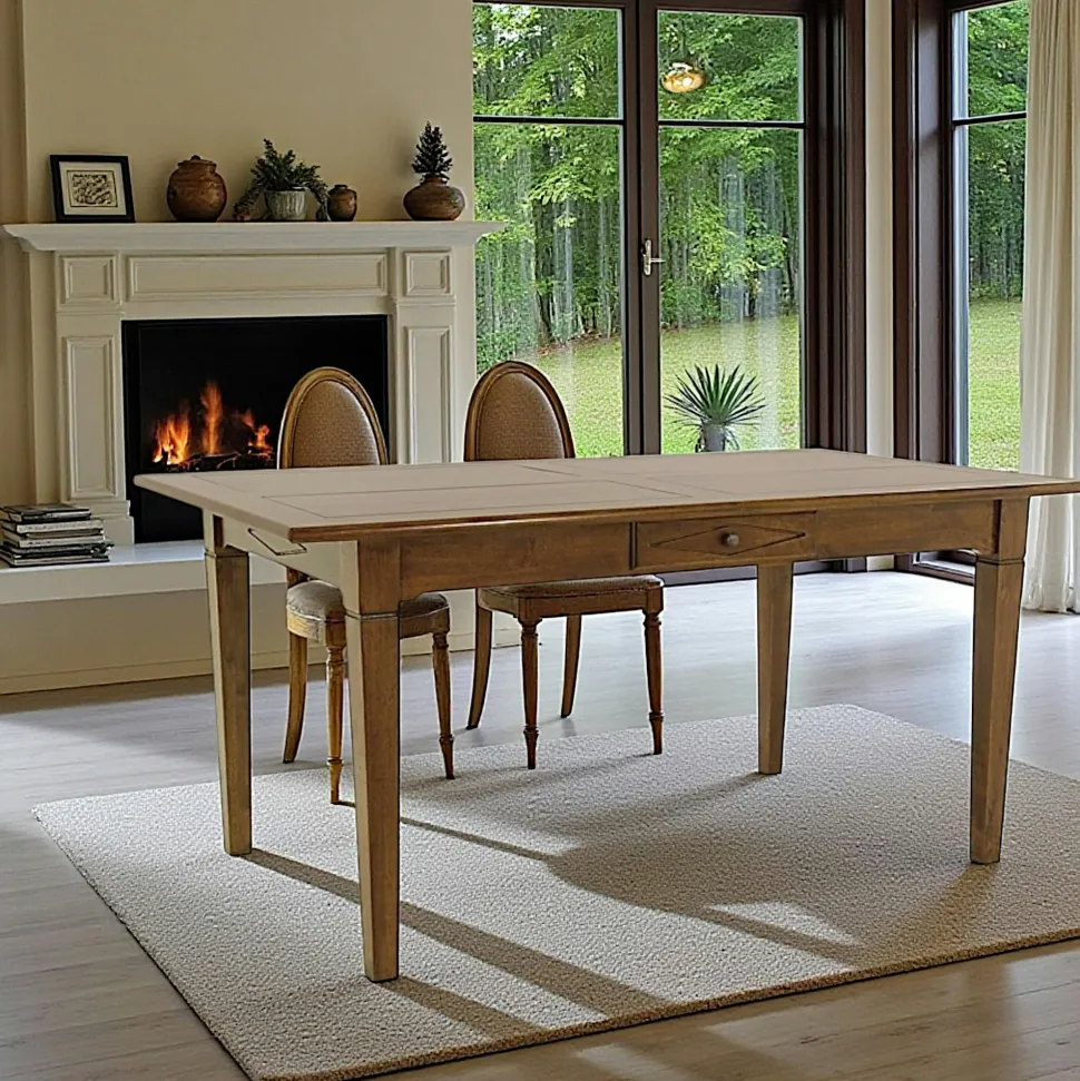 Table de repas Hévéa 1 tiroir 160x90x76cm TRADITION