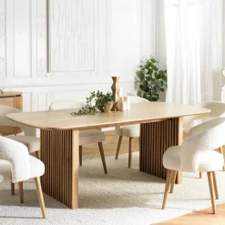 Table de repas moderne angles arrondis pieds baguette AMSTERDAM
