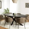 Table de repas ovale bois anthracite lignes dorées 220 cm BIHAR