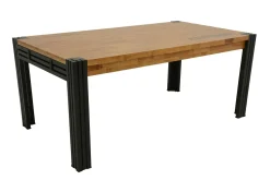 Table de repas rectangle extensible hévéa recyclé naturel et métal noirci 180/260X100X76cm DOCKER