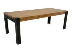 Table de repas rectangle extensible hévéa recyclé naturel et métal noirci 180/260X100X76cm DOCKER