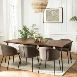 Table de repas rectangulaire bois recyclé marqueterie 220 cm KORKAI