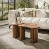 Table de salon en bois d'acacia pieds rainurés (lot de 2) MELBOURNE