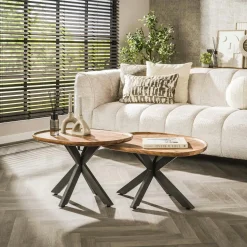 Table de salon gigogne à bords hauts en bois d'acacia (lot de 2) MELBOURNE