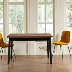 Table extensible blanche plateau effet bois Ø100-131 cm ARDEN