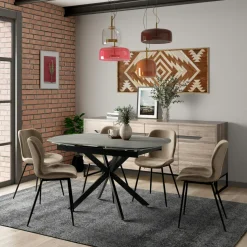Table extensible céramique grise pied mikado 140-200 cm OTTAWA