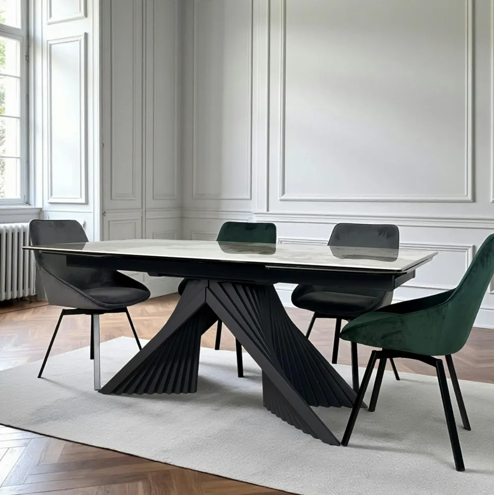 Table extensible céramique - pied origami 180-280 cm LOMBARDIE