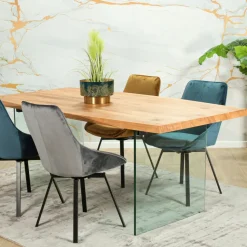 Table extensible design en bois de chêne blanc et verre 200 cm MESSINE