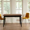 Table extensible effet noyer, pieds noirs 120-153 cm ARDEN