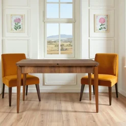 Table extensible effet pin, rangement intégré 130-165 cm ORINA
