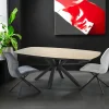 Table extensible en céramique forme ovale effet bois 140-200 cm LOMBARDIE