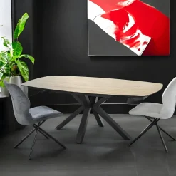 Table extensible en céramique forme ovale effet bois 140-200 cm LOMBARDIE