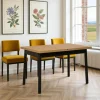 Table extensible noire plateau effet bois 120-153 cm ARDEN