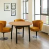Table extensible ronde effet chêne pieds noirs Ø100-131 cm ARDEN