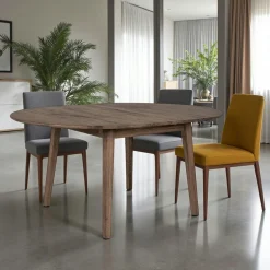 Table extensible ronde en bois brun 118-158 cm SAVONE